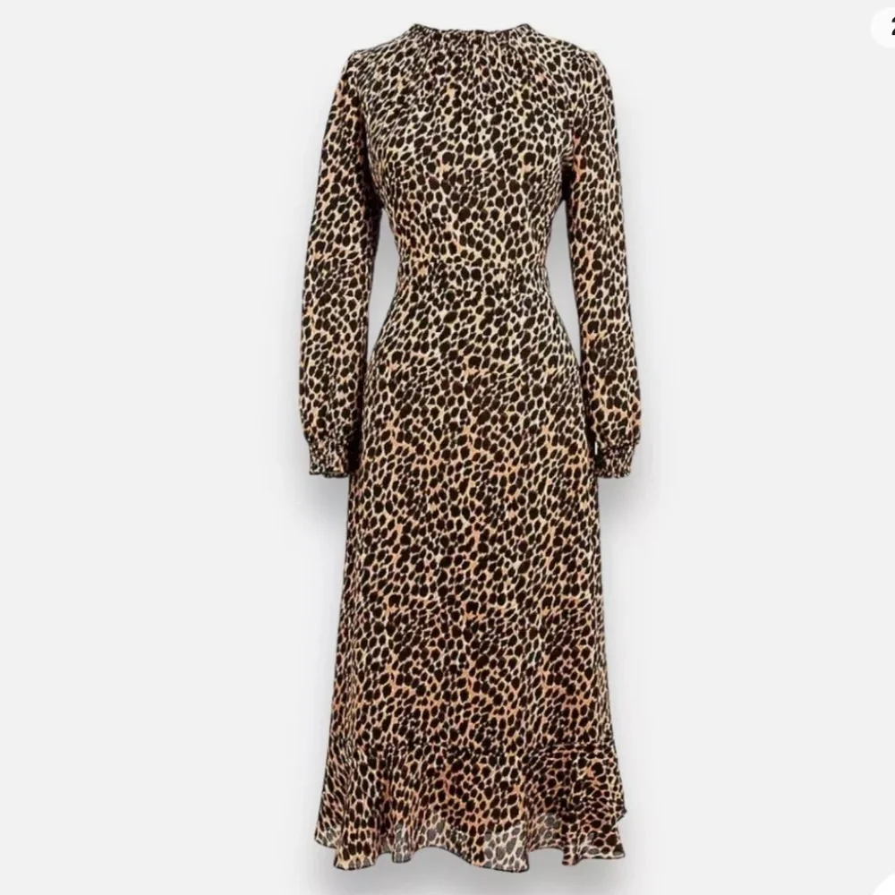 J. Crew Factory Ruffleneck Leopard Dress - Picture 1 of 14